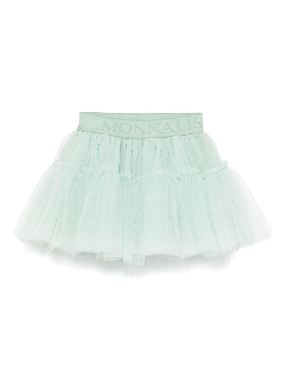 Minigonna in tulle per neonata Monnalisa verde con orlo svasato - Rubino Kids