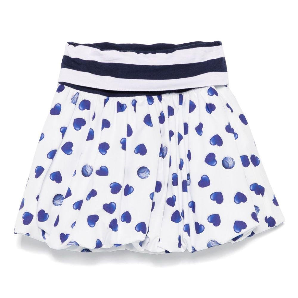 Minigonna per bambina Monnalisa bianco con stampa cuore blu - Rubino Kids
