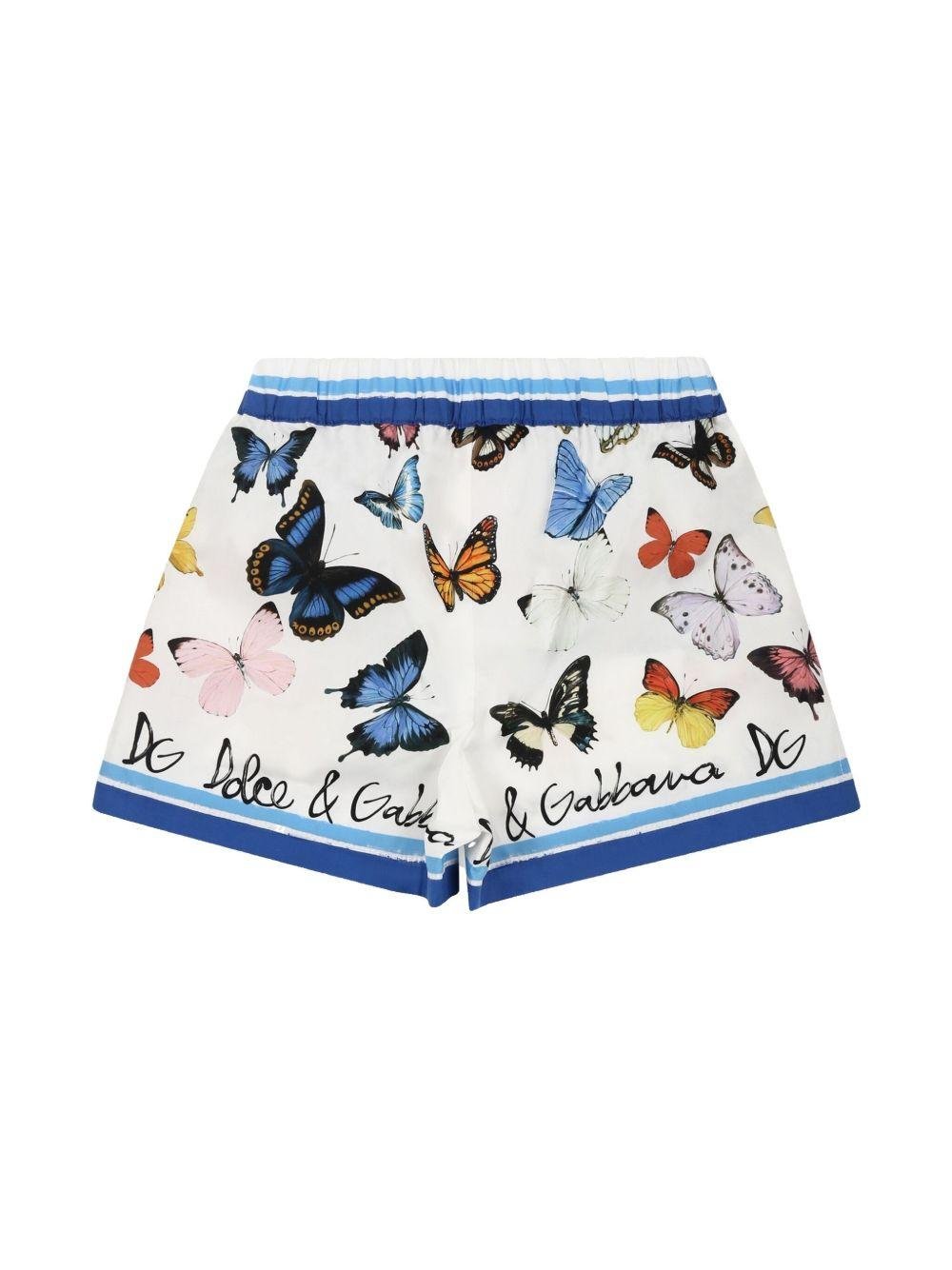 Pantaloncini con stampa a farfalla per neonata Dolce & Gabbana Kids bianco con logo stampato - Rubino Kids
