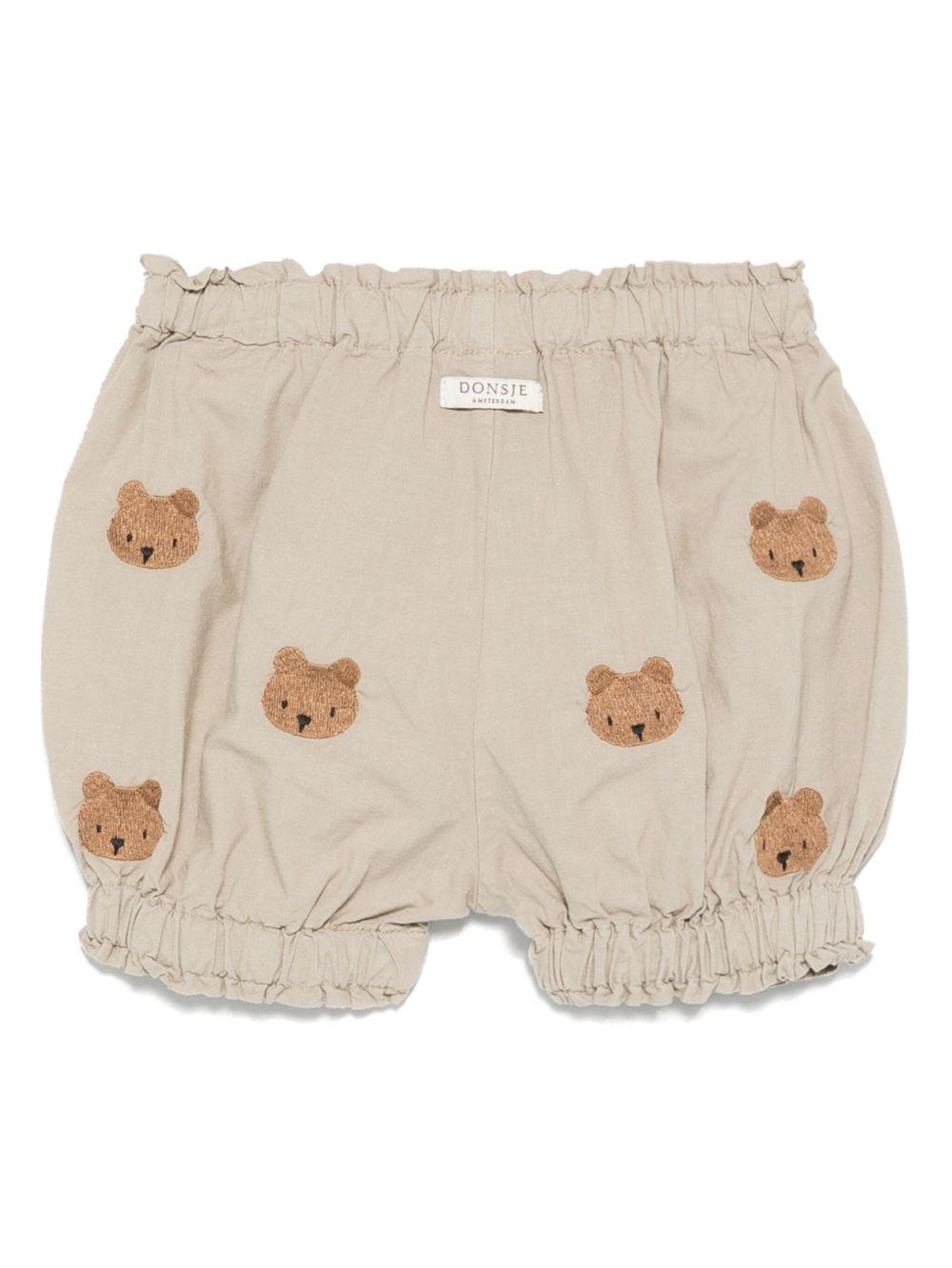 Pantaloncini per neonati Donsje Carson beige con ricamo all - over - Rubino Kids