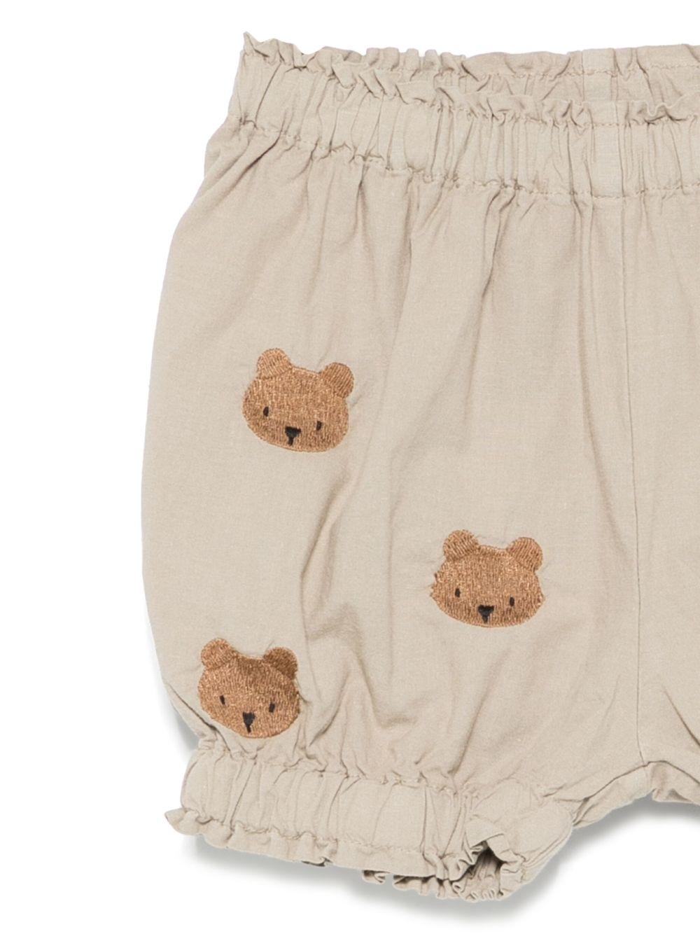 Pantaloncini per neonati Donsje Carson beige con ricamo all - over - Rubino Kids