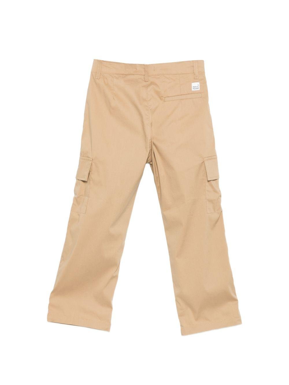 Pantaloni cargo per bambino Paolo Pecora Kids beige con tasche abbottonate - Rubino Kids