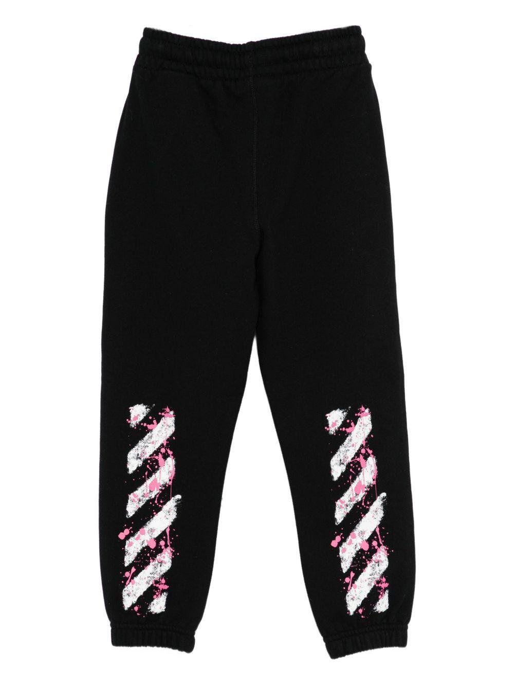 Pantaloni da tuta per bambina Off - White Kids neri con stampa del logo - Rubino Kids