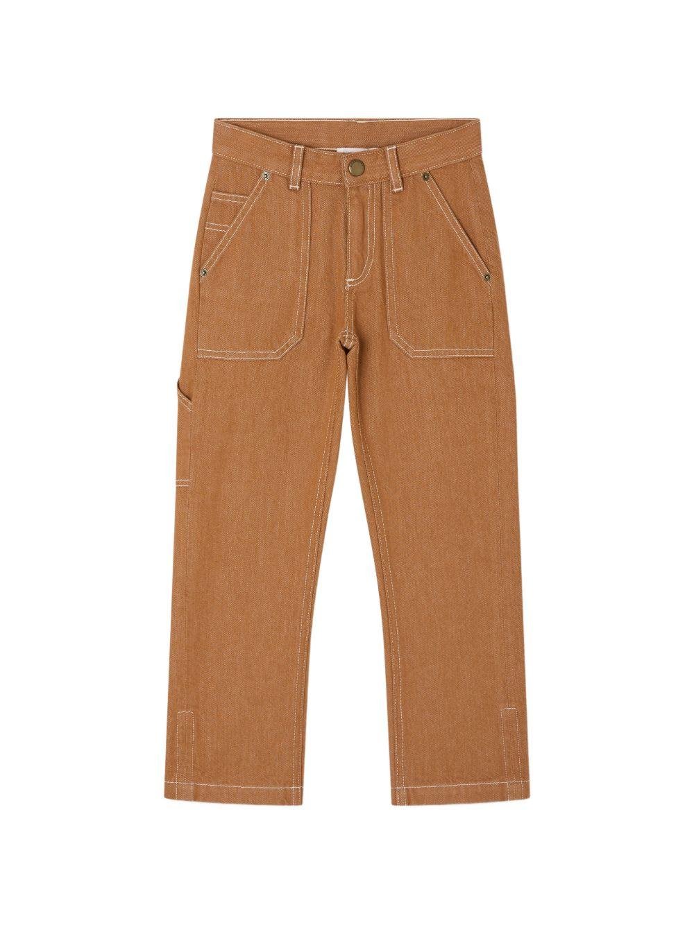 Pantaloni Gael per bambino Bonpoint marroni con toppa con logo sul retro - Rubino Kids