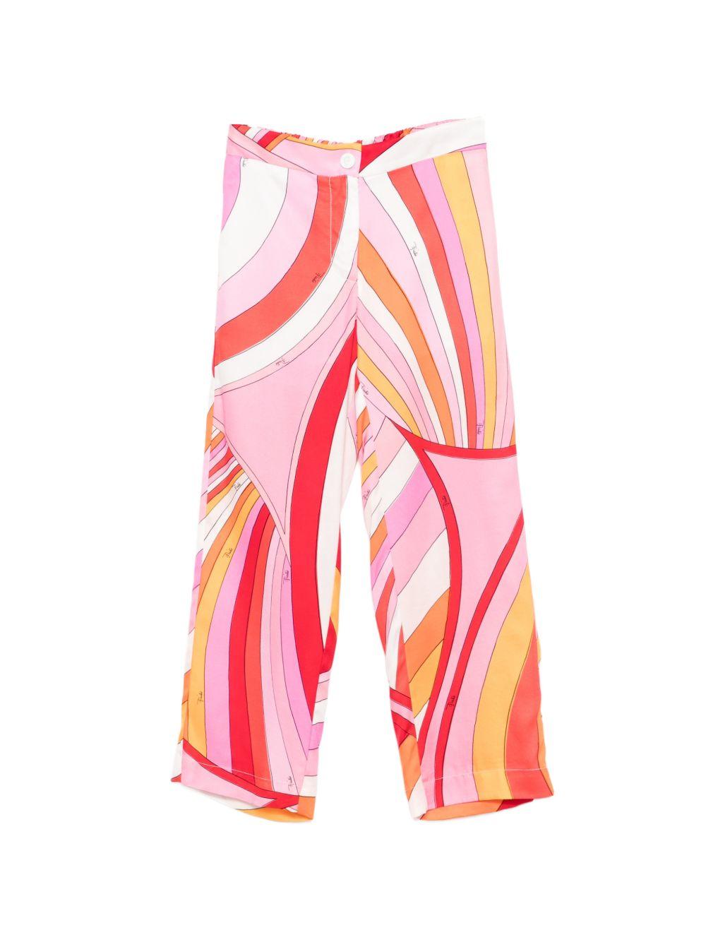 Pantaloni per bambina Emilio Pucci Junior multicolor a fantasia - Rubino Kids