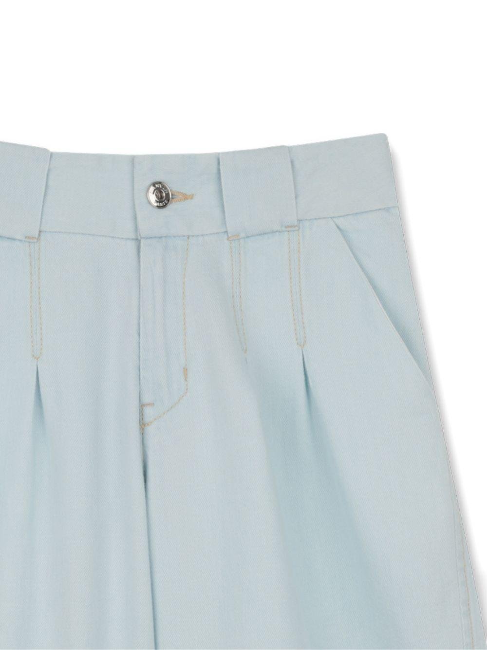 Pantaloni per bambina Lanvin Enfant azzurri con dettaglio logo - Rubino Kids