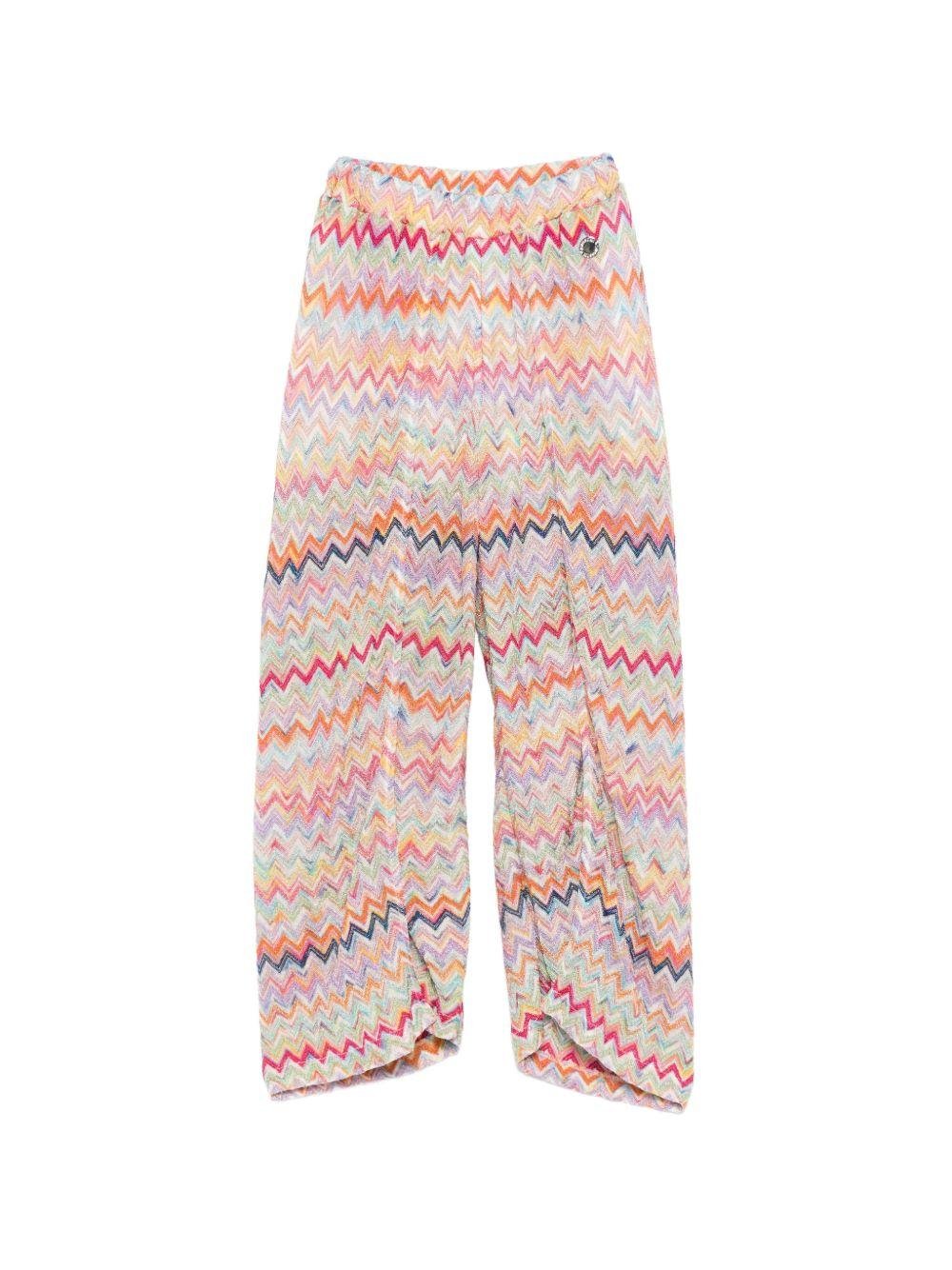 Pantaloni per bambina Missoni Kids multicolore con motivo a chevron - Rubino Kids