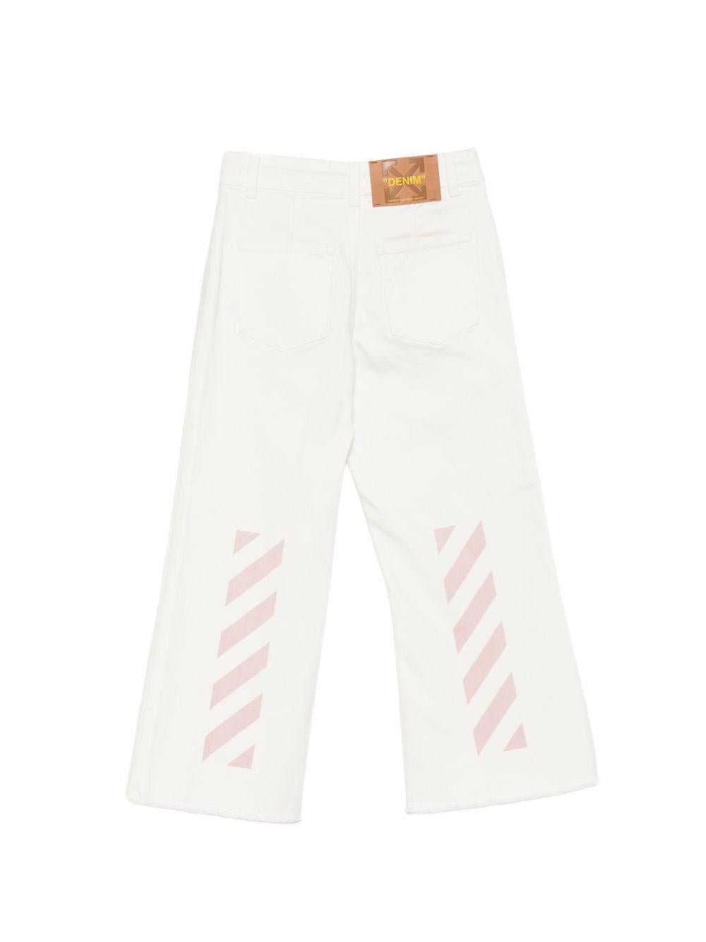 Pantaloni per bambina Off - White bianchi con toppa posteriore - Rubino Kids