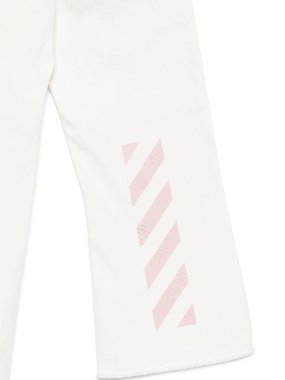 Pantaloni per bambina Off - White bianchi con toppa posteriore - Rubino Kids