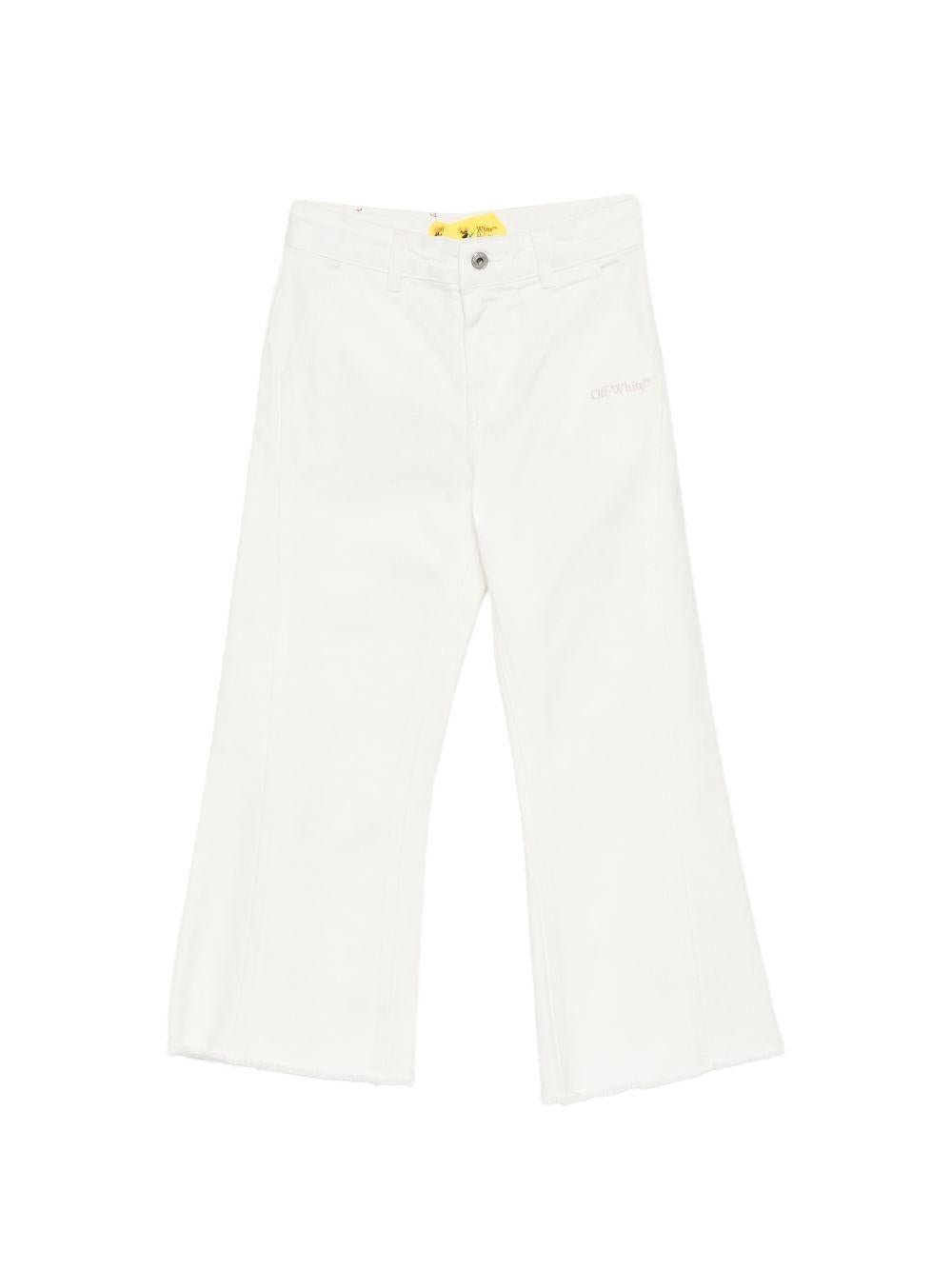 Pantaloni per bambina Off - White bianchi con toppa posteriore - Rubino Kids