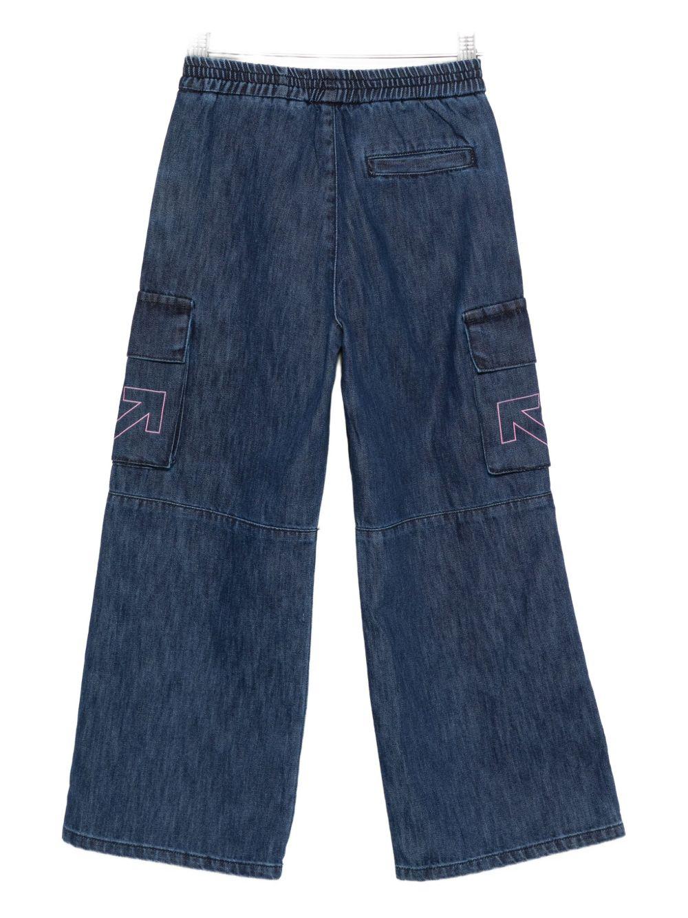 Pantaloni per bambina Off - White Kids denim con tasche cargo - Rubino Kids