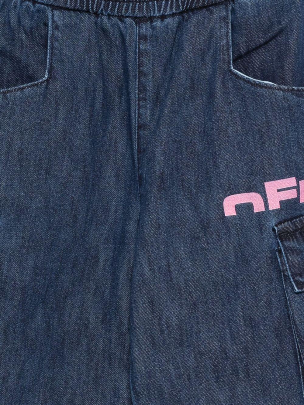 Pantaloni per bambina Off - White Kids denim con tasche cargo - Rubino Kids