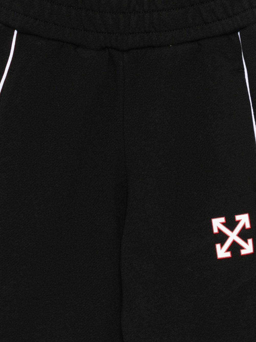 Pantaloni per bambina Off - White Kids neri con righe laterali bianche - Rubino Kids