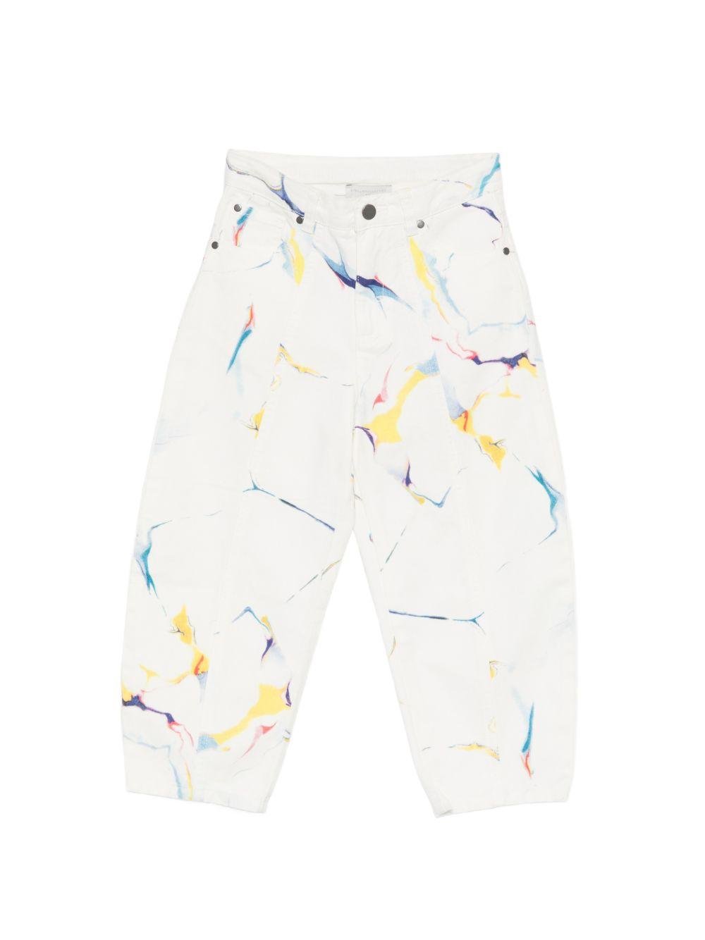 Pantaloni per bambina Stella McCartney Kids bianchi con stampa grafica - Rubino Kids