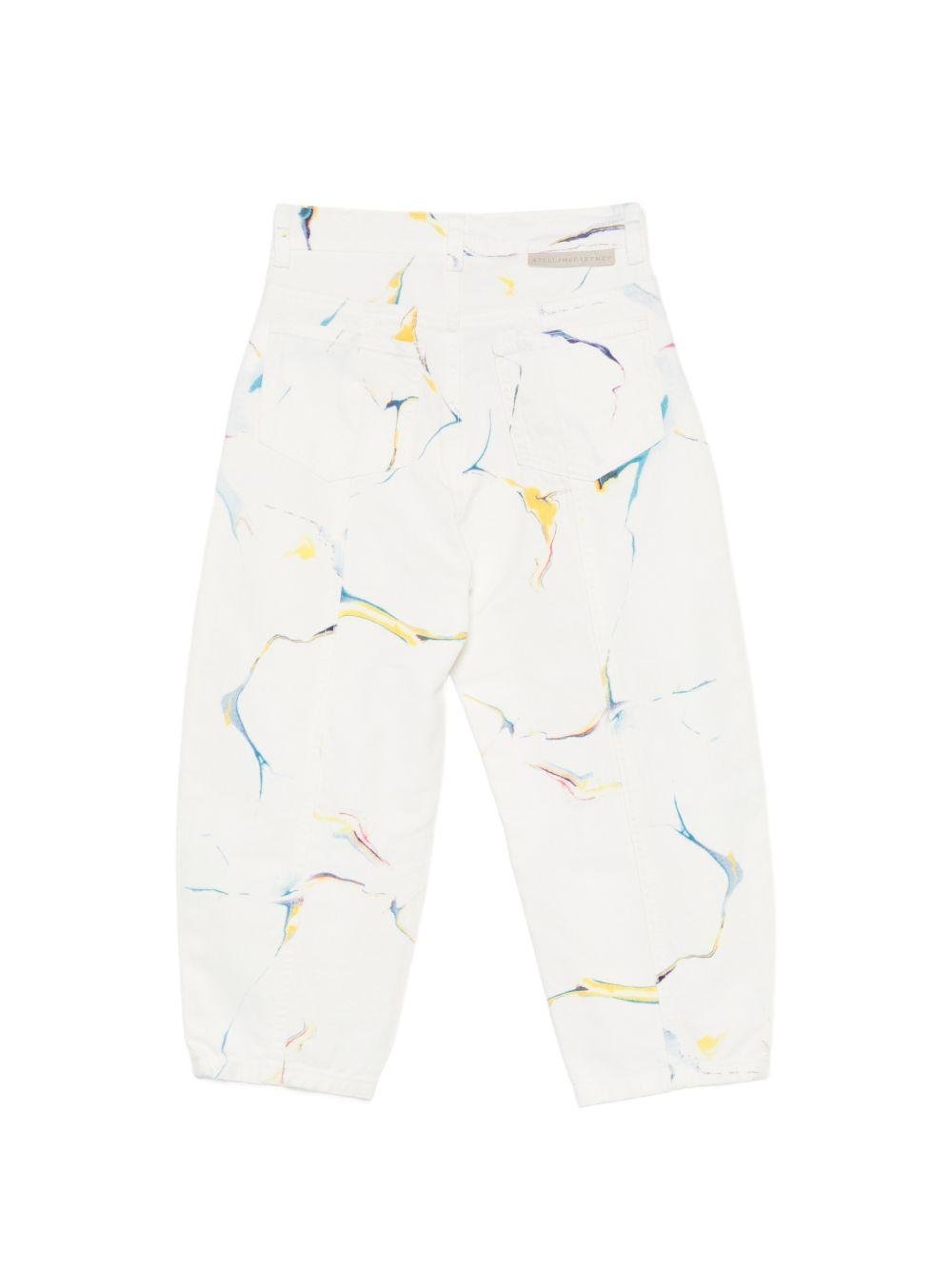 Pantaloni per bambina Stella McCartney Kids bianchi con stampa grafica - Rubino Kids