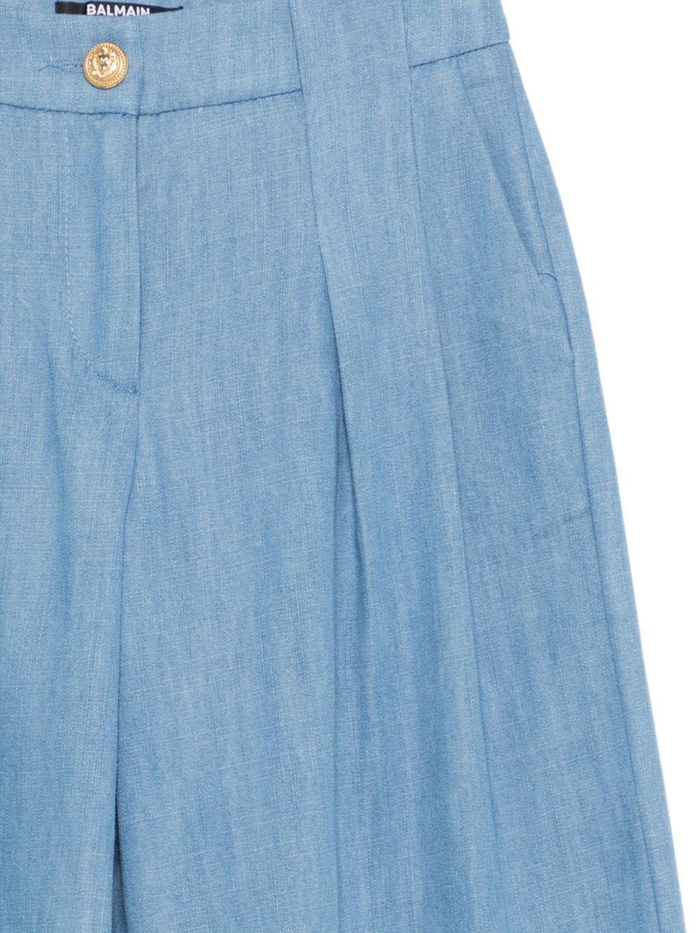 Pantaloni per bambino Balmain Kids azzurri con bottoni color oro - Rubino Kids