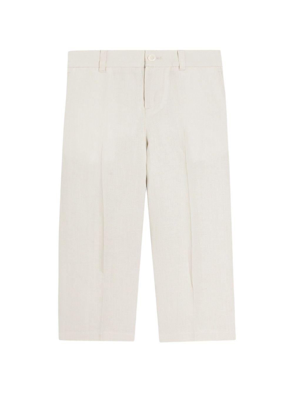 Pantaloni per bambino Dolce & Gabbana Kids beige con logo ricamato sul retro - Rubino Kids