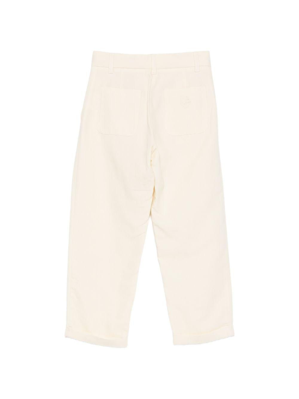 Pantaloni per bambino Emporio Armani Kids beige con dettagli plissettati - Rubino Kids