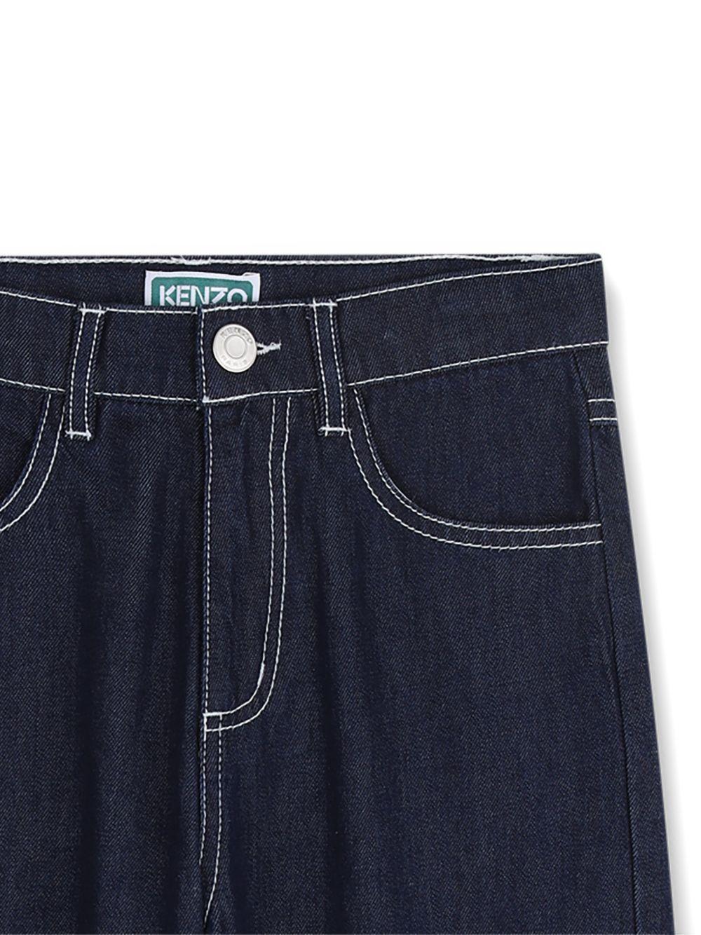 Pantaloni per bambino Kenzo Kids blu con cuciture a contrasto - Rubino Kids