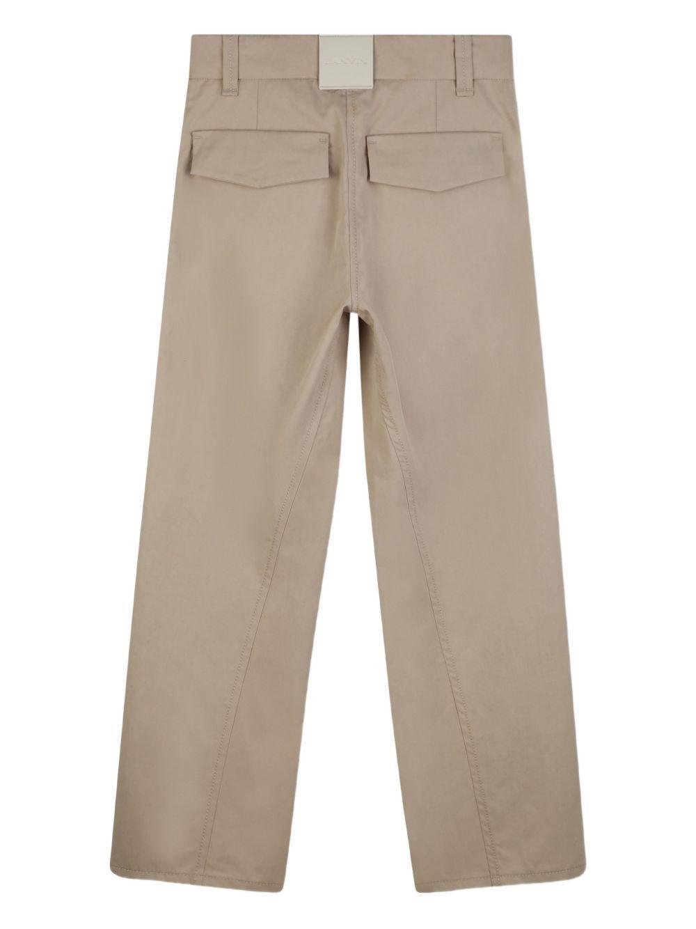 Pantaloni per bambino Lanvin Enfant beige con dettaglio logo - Rubino Kids