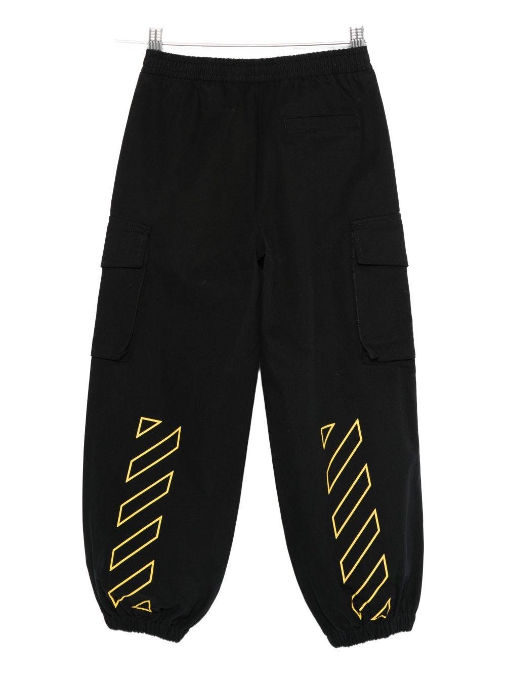 Pantaloni per bambino Off - White Kids neri con tasche cargo - Rubino Kids