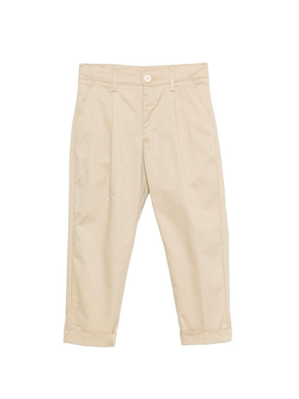 Pantaloni per bambino Paolo Pecora Kids beige con pieghe frontali - Rubino Kids