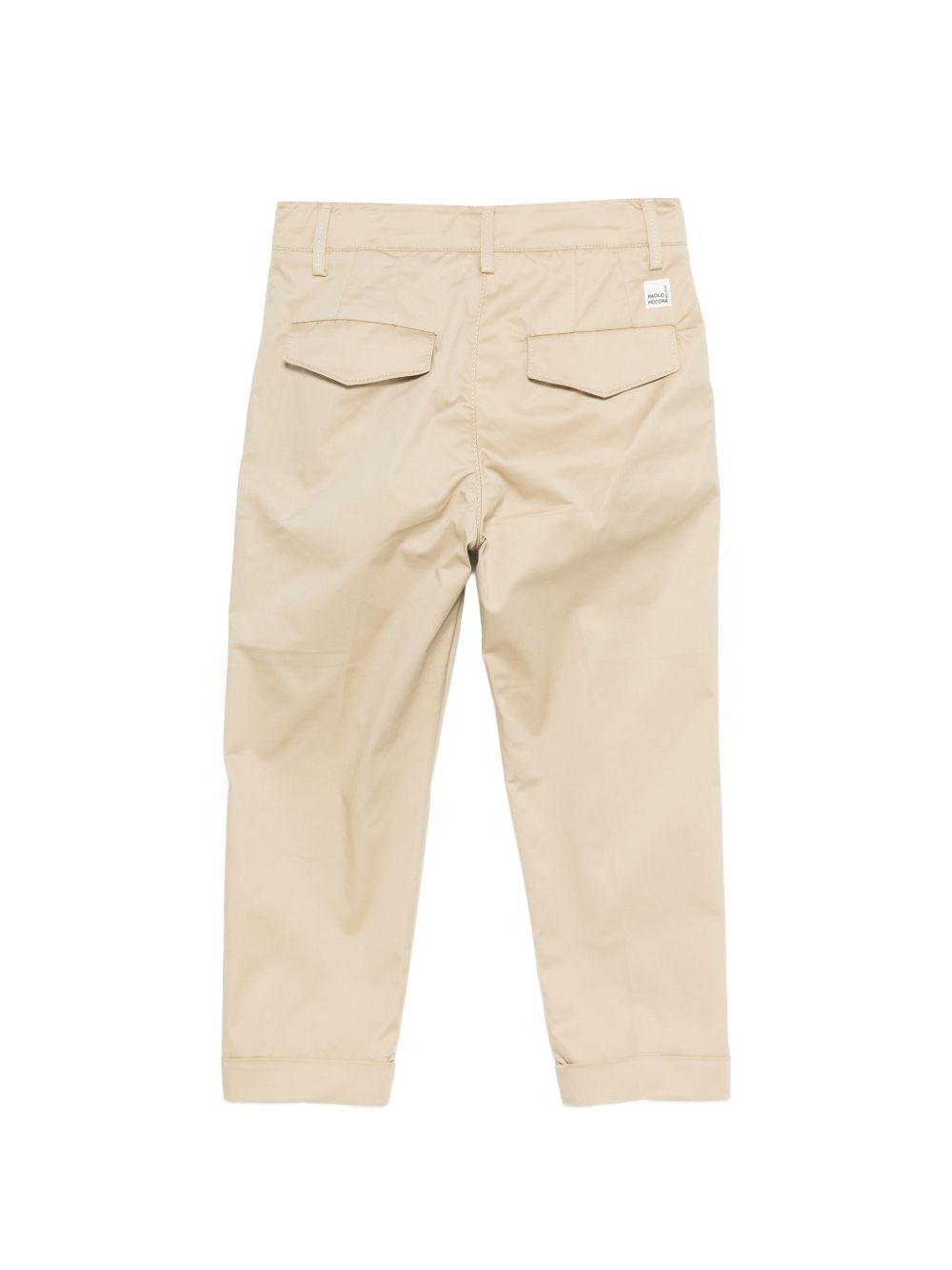 Pantaloni per bambino Paolo Pecora Kids beige con pieghe frontali - Rubino Kids