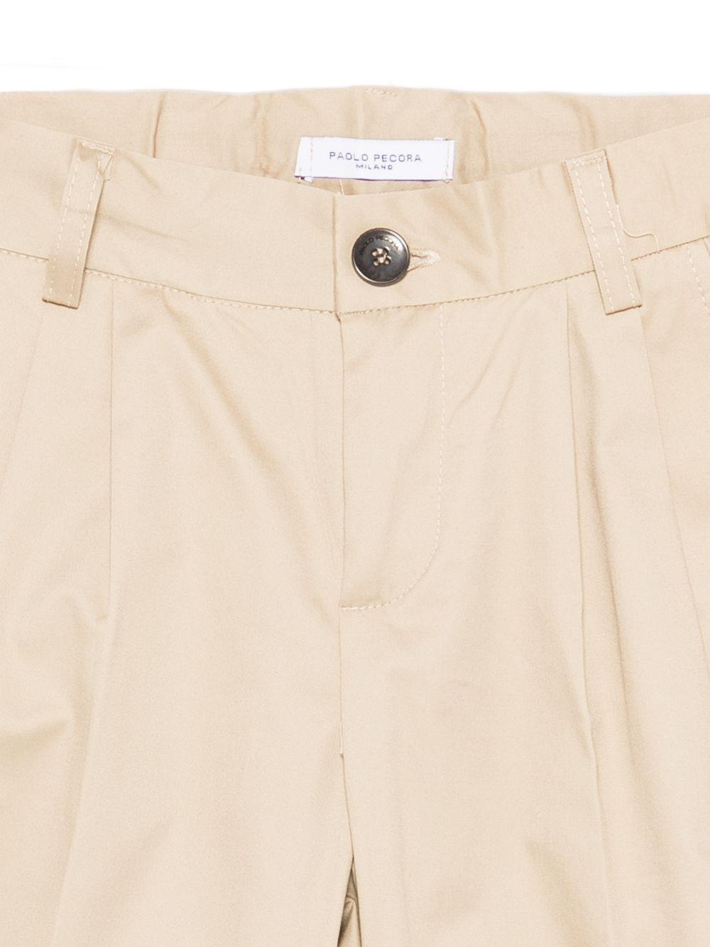 Pantaloni per bambino Paolo Pecora Kids beige con pieghe - Rubino Kids