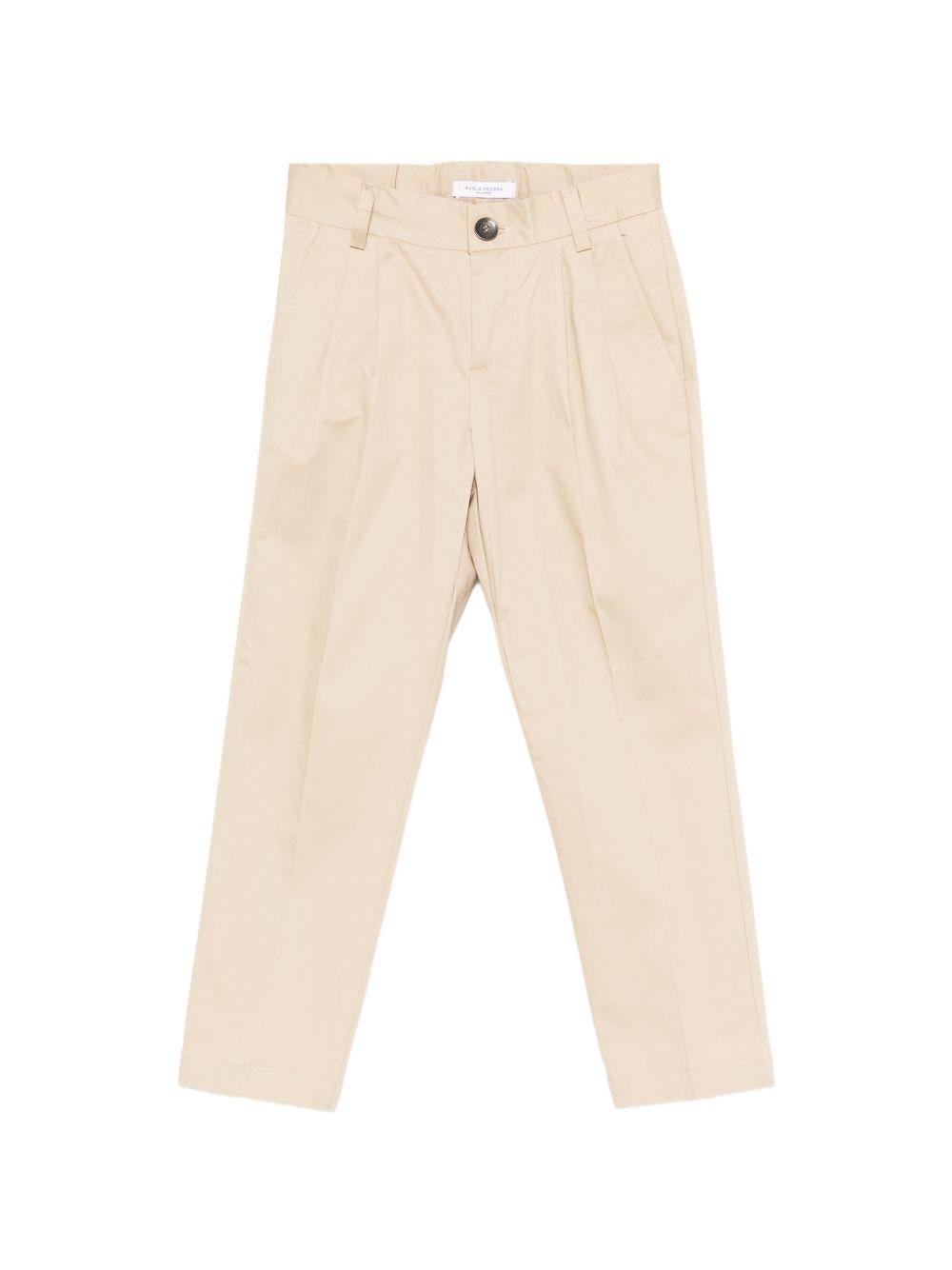 Pantaloni per bambino Paolo Pecora Kids beige con pieghe - Rubino Kids