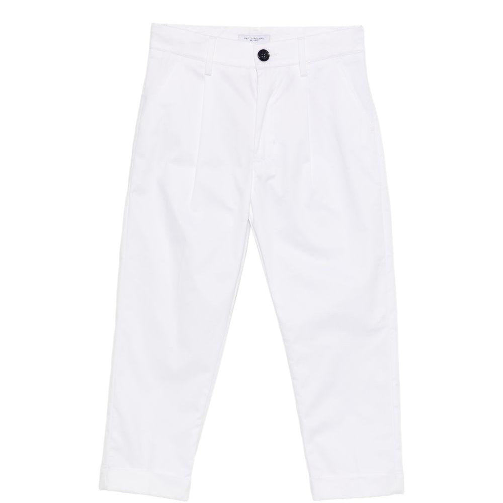 Pantaloni per bambino Paolo Pecora Kids bianco con pieghe frontali - Rubino Kids