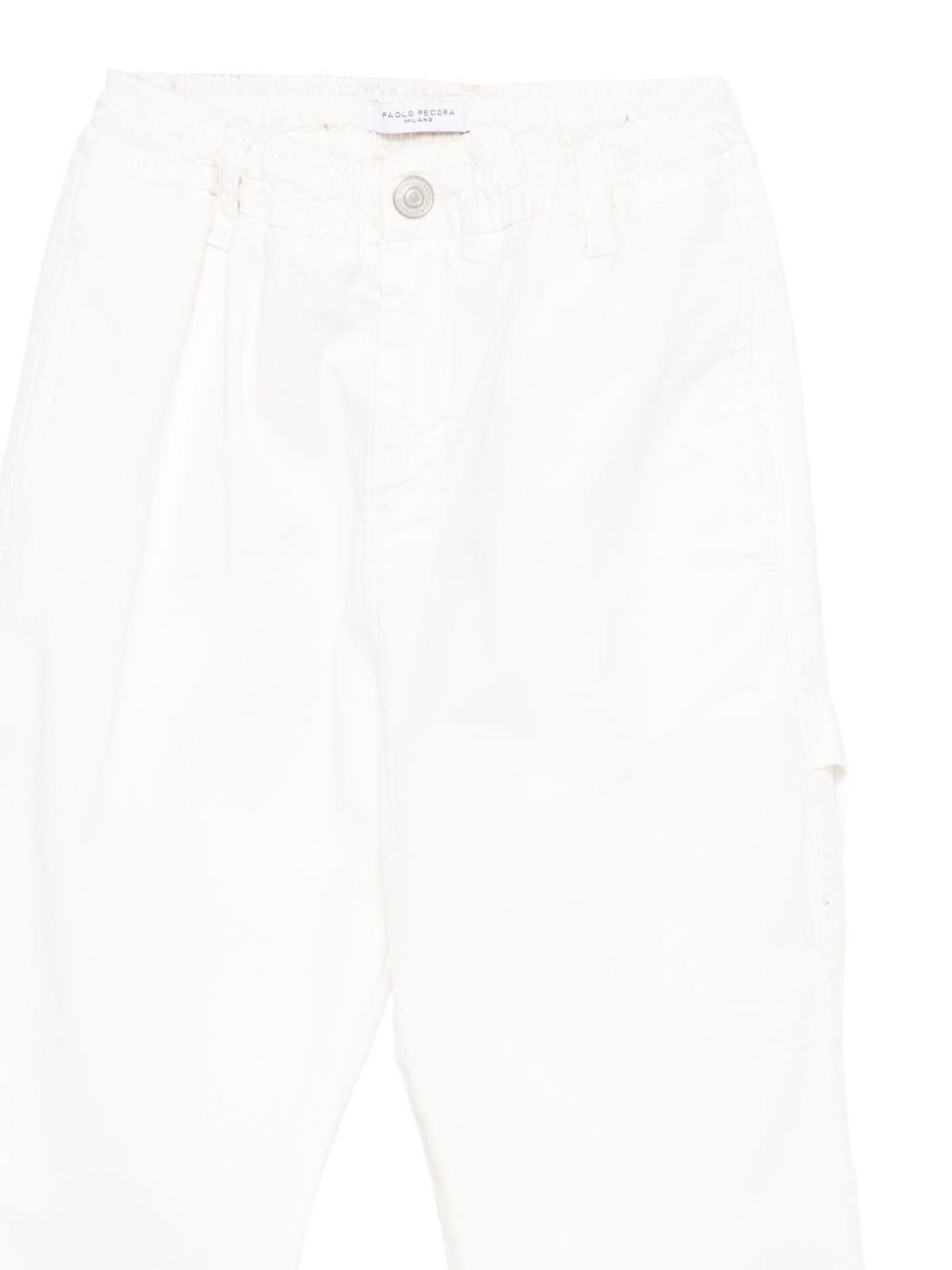 Pantaloni per bambino Paolo Pecora Kids bianco elasticizzati - Rubino Kids