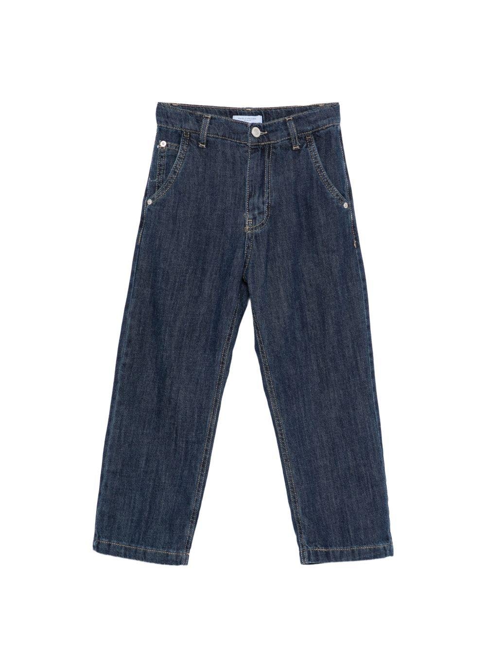 Pantaloni per bambino Paolo Pecora Kids in denim con tasche - Rubino Kids