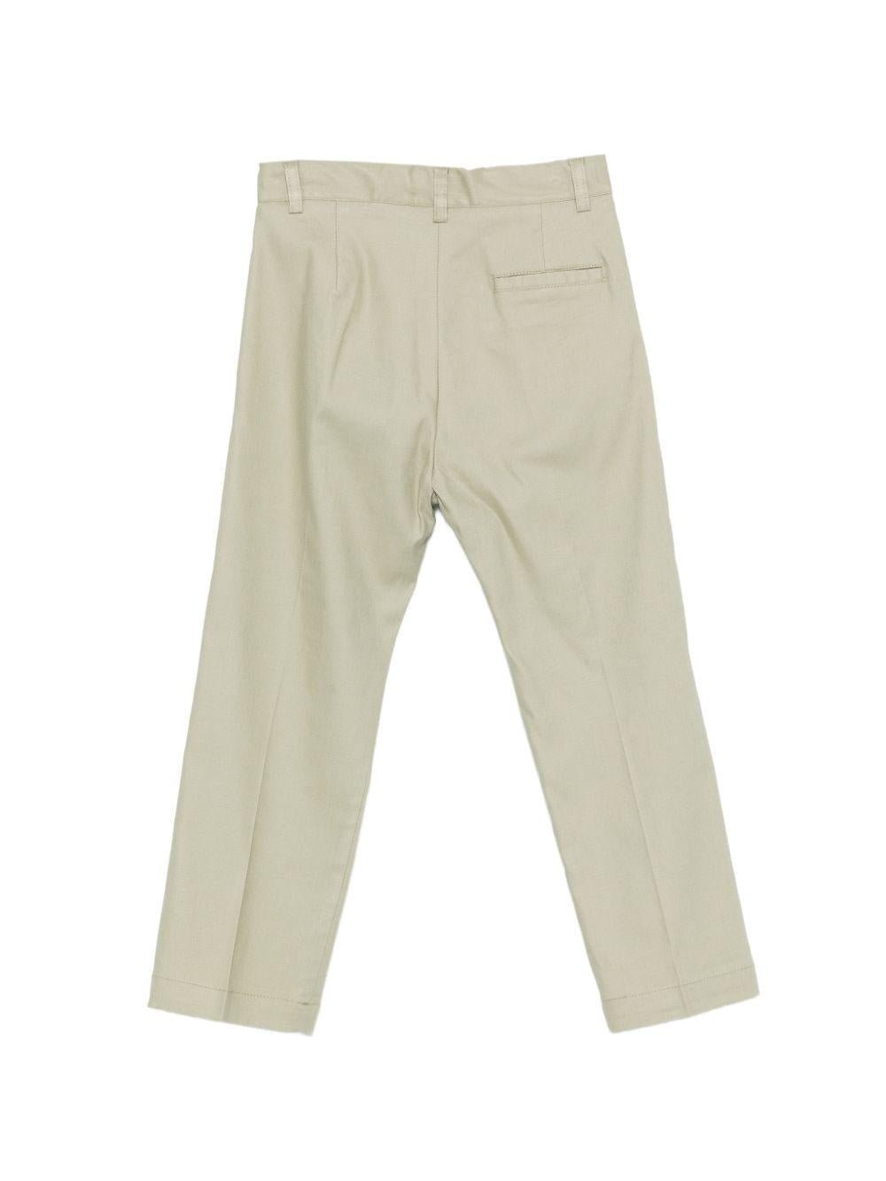 Pantaloni per bambino Paolo Pecora Kids verde con pieghe e bottoni - Rubino Kids