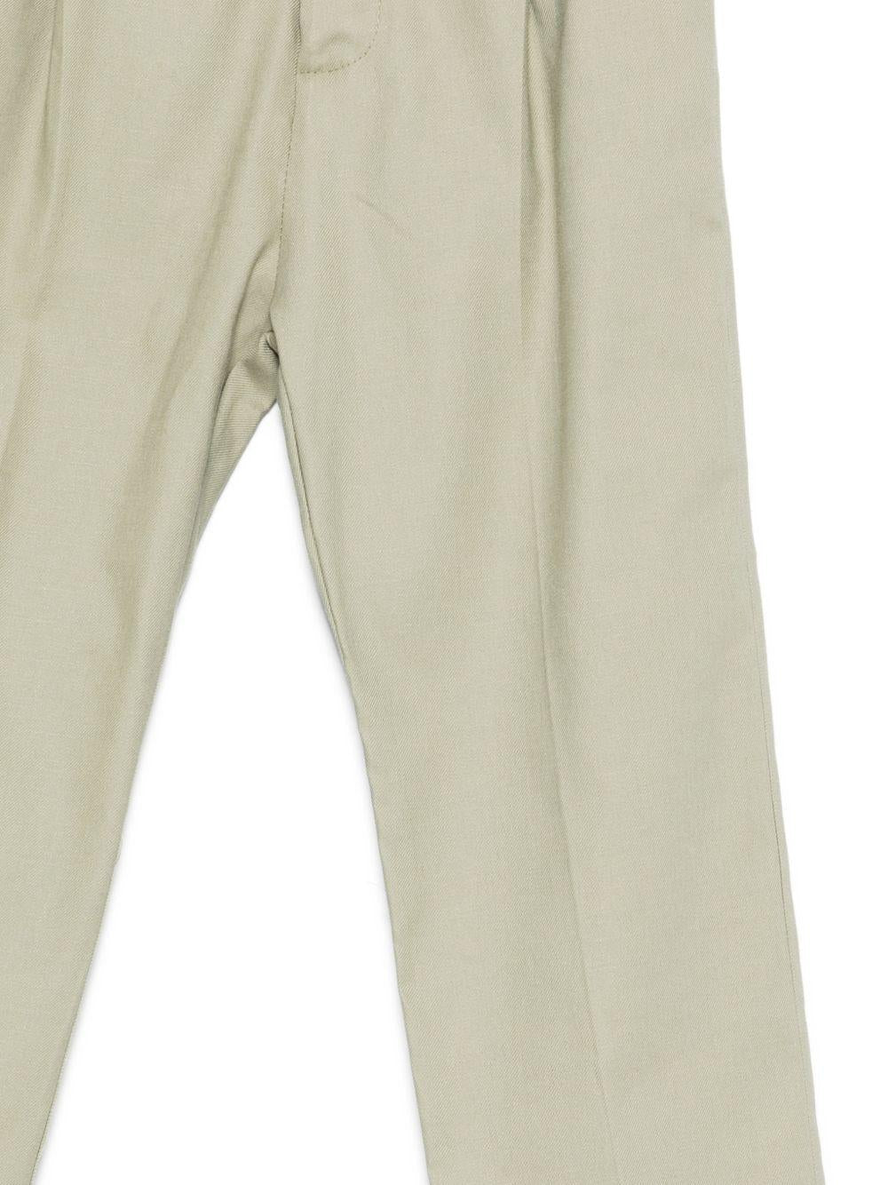 Pantaloni per bambino Paolo Pecora Kids verde con pieghe e bottoni - Rubino Kids