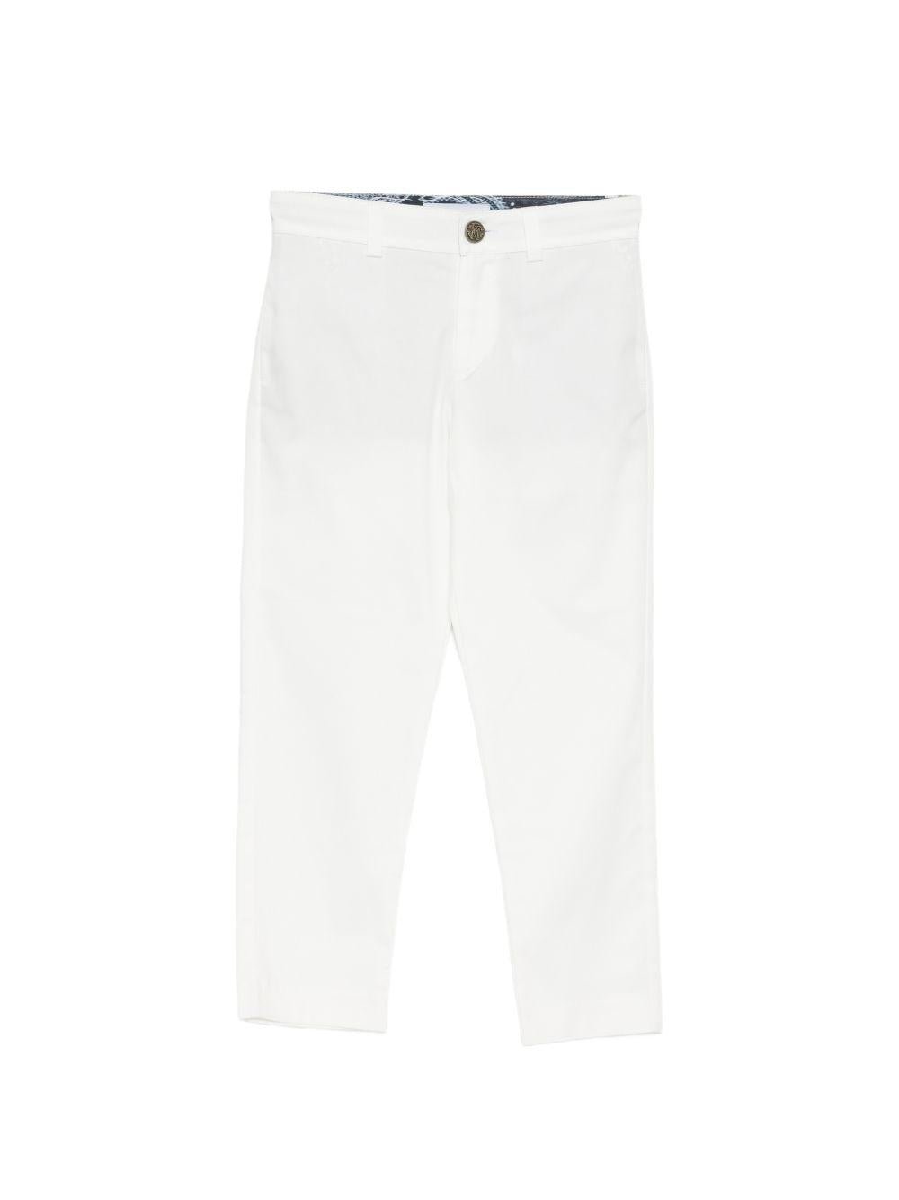 Pantaloni per bambino Roberto Cavalli Kids bianco con placca con logo - Rubino Kids
