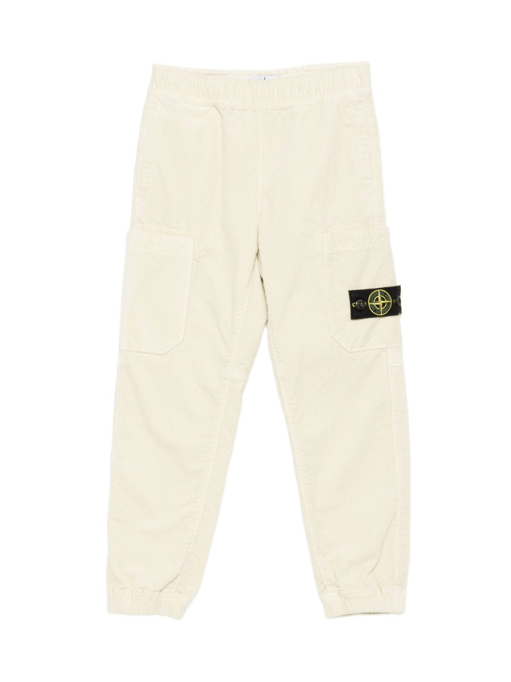 Pantaloni per bambino Stone Island Junior beige in velluto a coste con tasche applicate - Rubino Kids