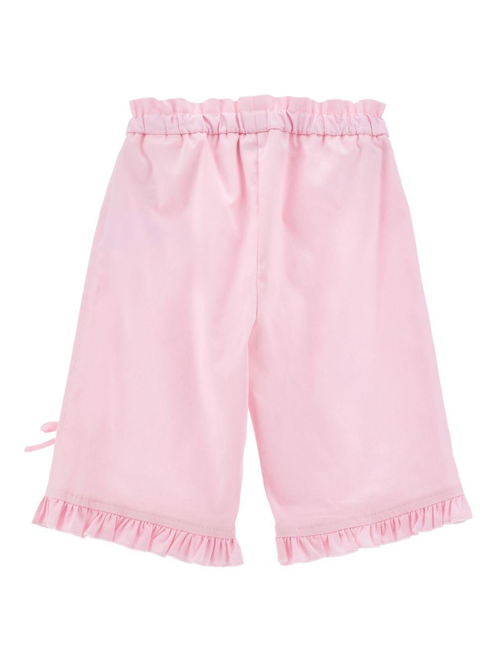 Pantaloni per neonata Monnalisa rosa con ruches - Rubino Kids