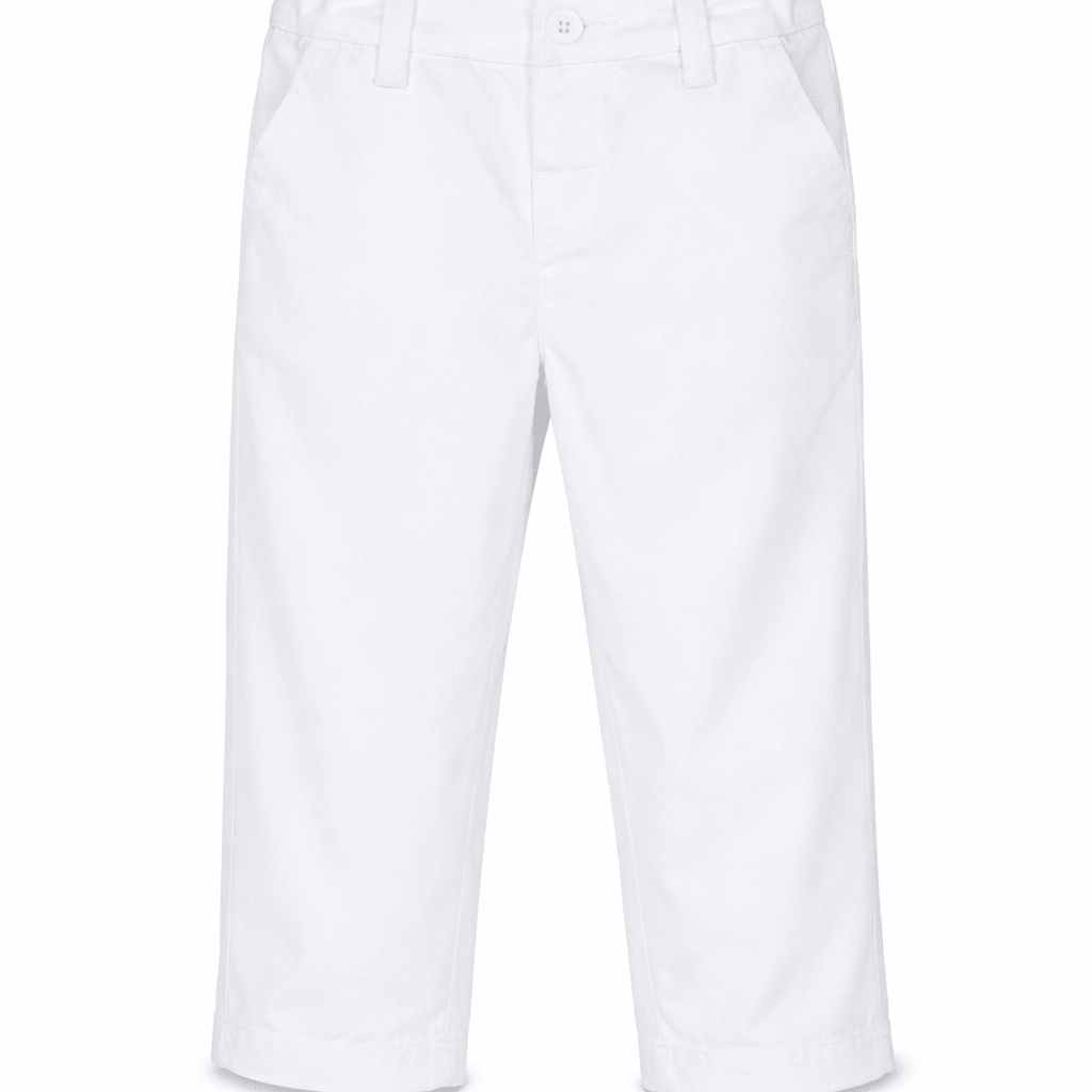 Pantaloni per neonato Emporio Armani Kids bianchi con placca logo - Rubino Kids