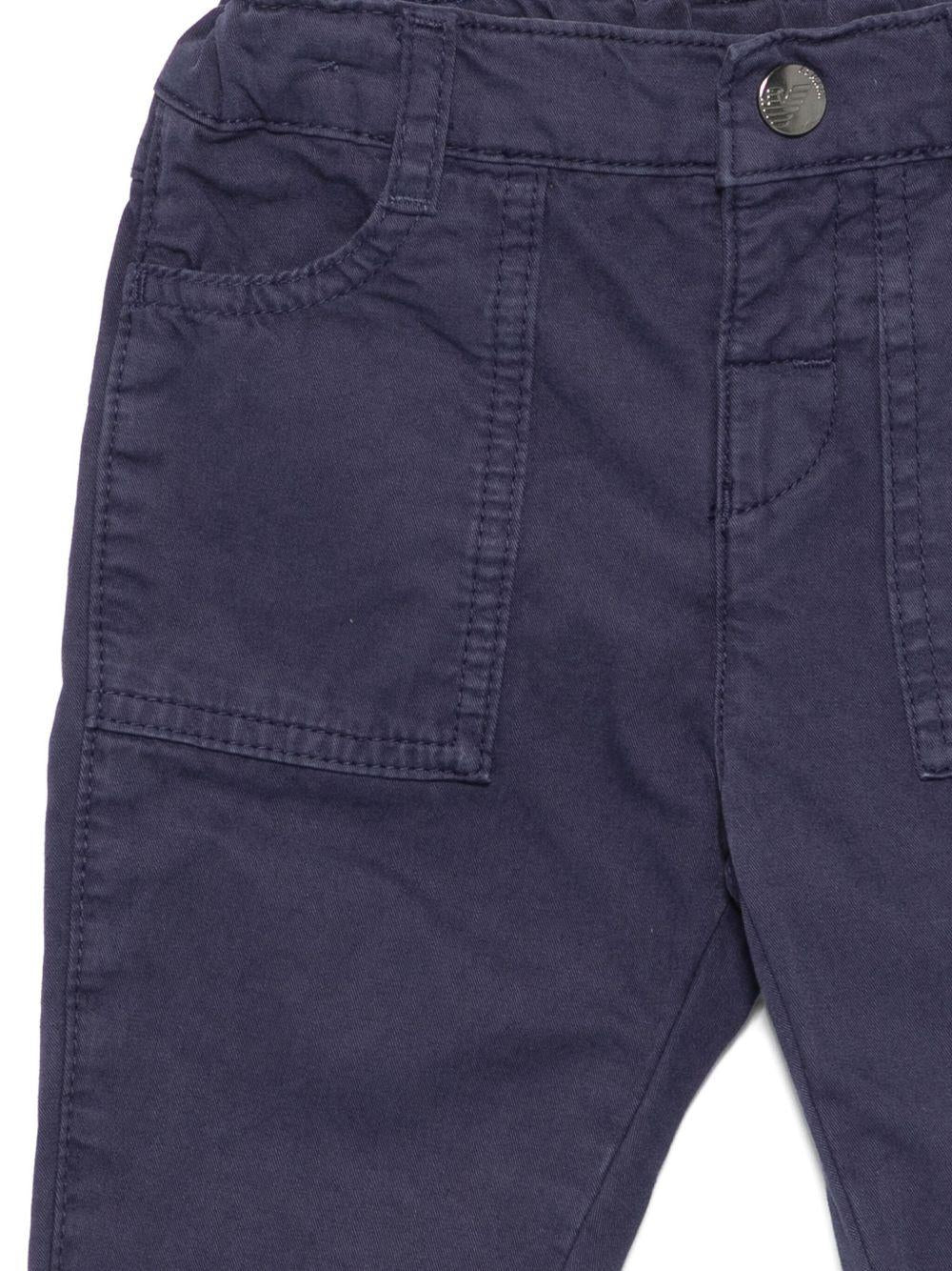 Pantaloni per neonato Emporio Armani Kids blu navy con tasche applicate - Rubino Kids