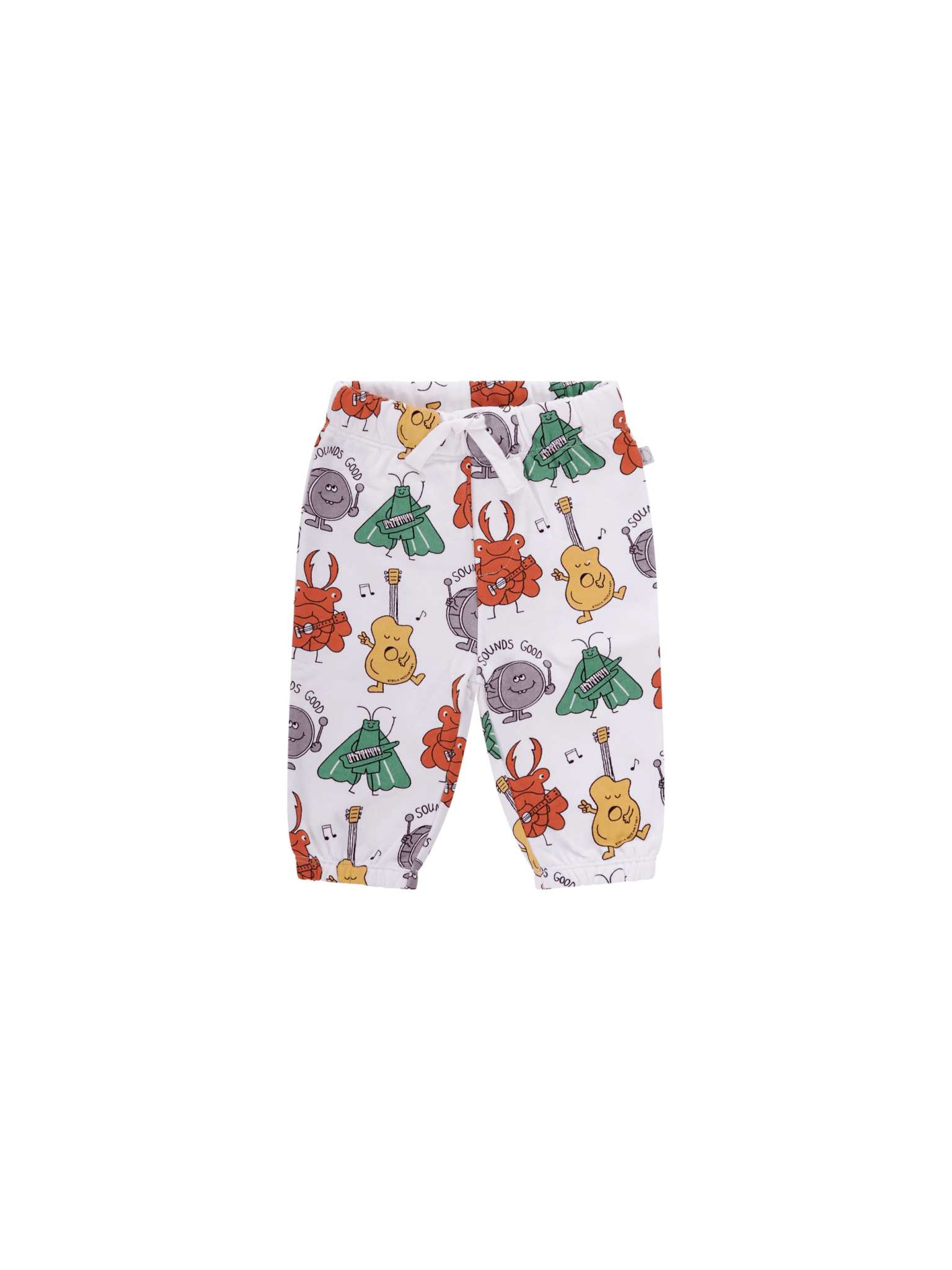 Pantaloni per neonato Stella McCartney Kids bianchi con stampa elementi musicali - Rubino Kids