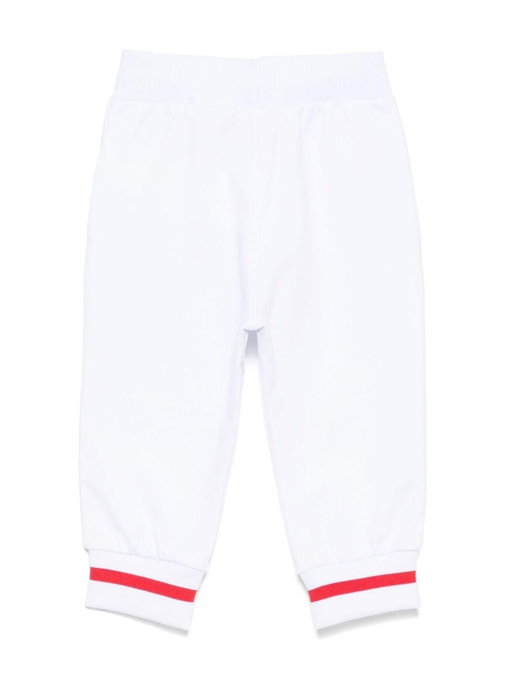 Pantaloni sportivi con fiocco per neonata Monnalisa bianco con orli a coste - Rubino Kids