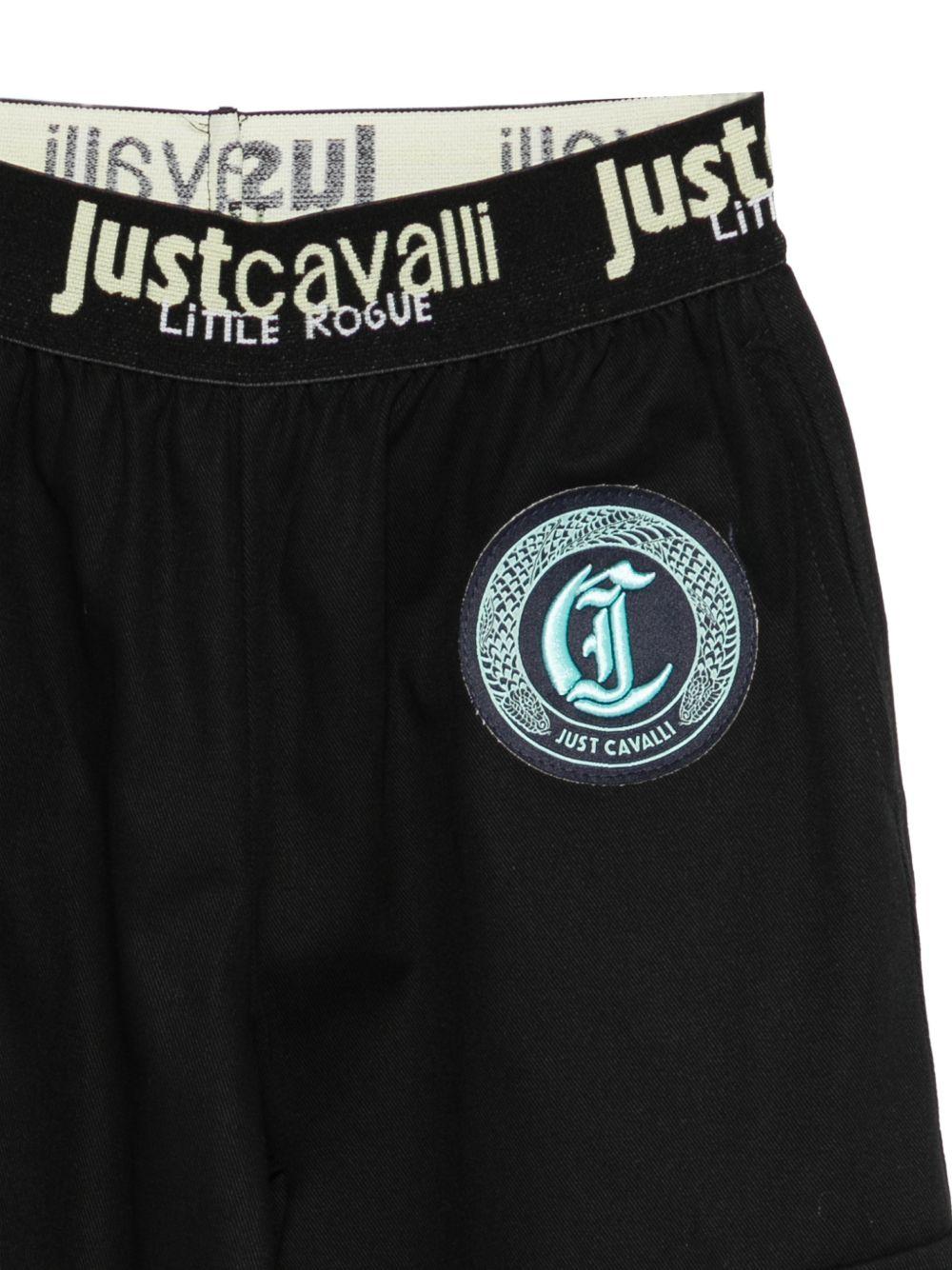 Pantaloni sportivi per bambina Just Cavalli Kids neri con toppe ricamate - Rubino Kids