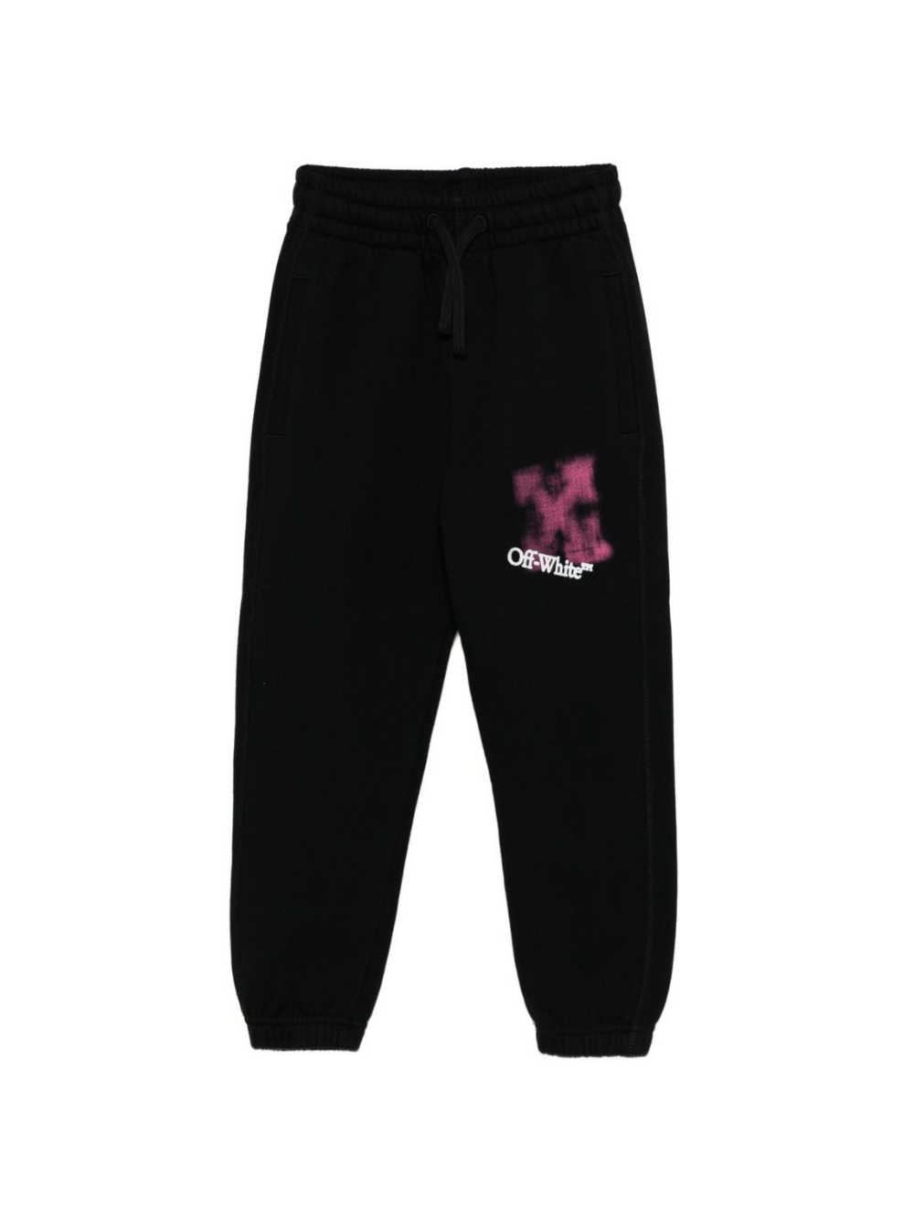 Pantaloni sportivi per bambina Off - White Kids neri con stampa effetto vernice spray - Rubino Kids