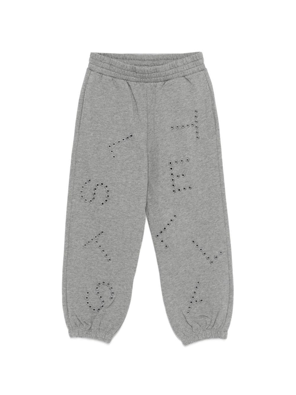 Pantaloni sportivi per bambina Stella McCartney Kids grigi con logo sul davanti - Rubino Kids