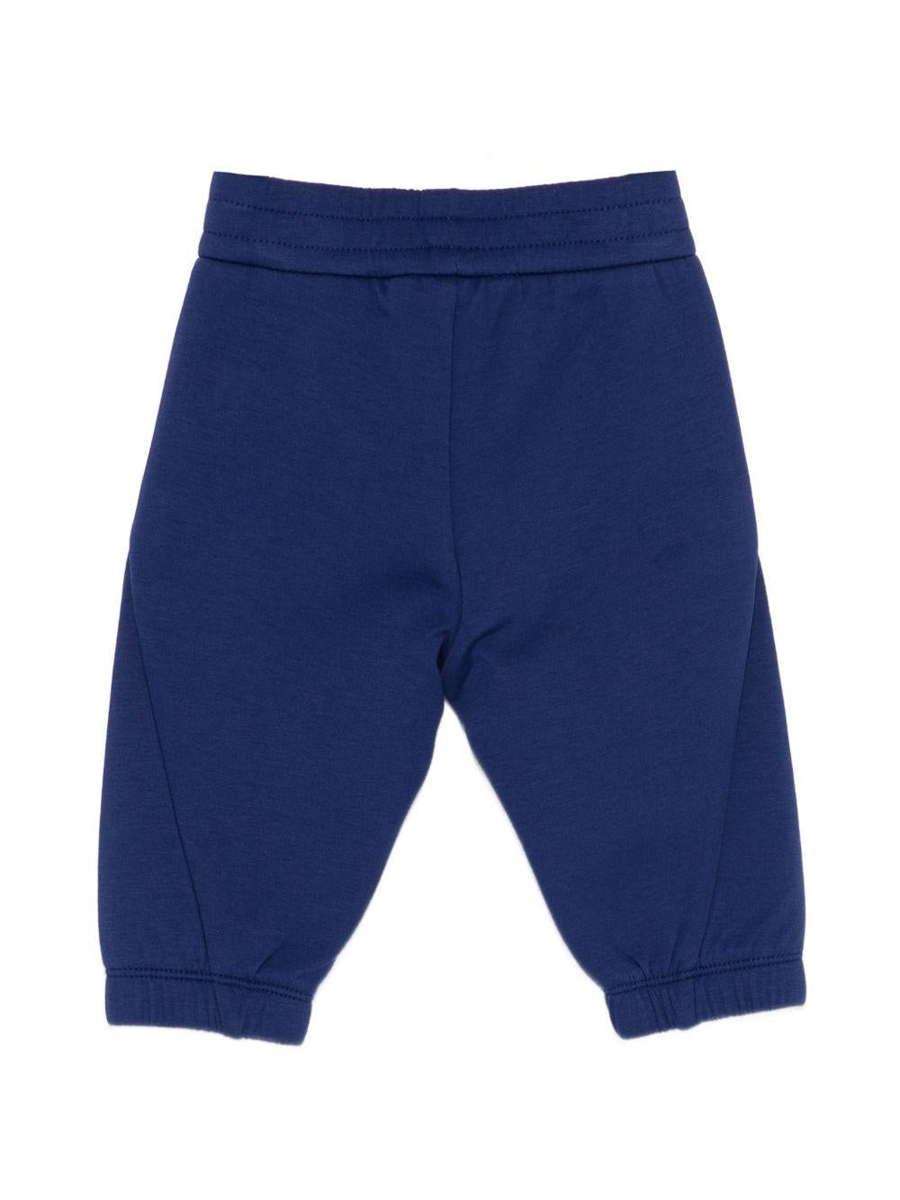 Pantaloni sportivi per neonato Emporio Armani Kids blu con applicazione logo - Rubino Kids