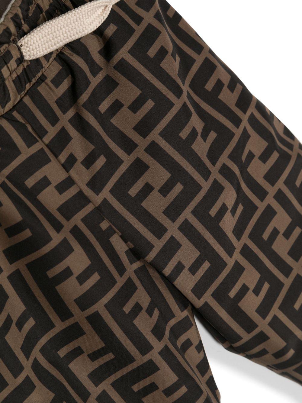 Pantaloni sportivi per neonato Fendi Kids marrone con logo FF all - over - Rubino Kids