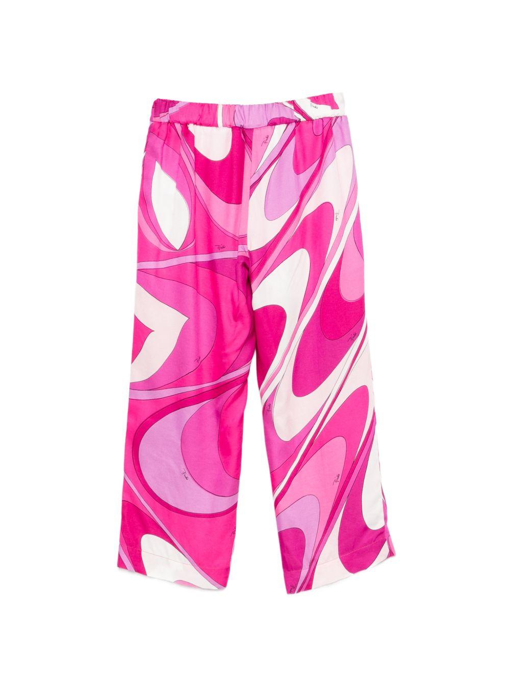 Pantaloni stampa grafica per bambina Emilio Pucci Junior multicolor a fantasia - Rubino Kids