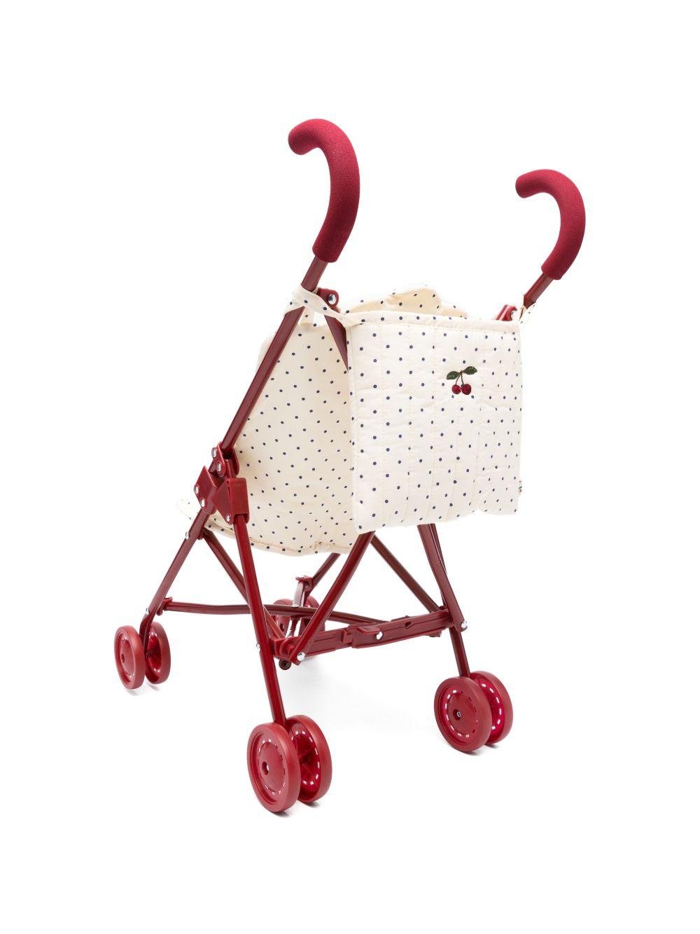 Passeggino giocattolo per bambina Konges Sløjd rosso con dettagli a pois - Rubino Kids