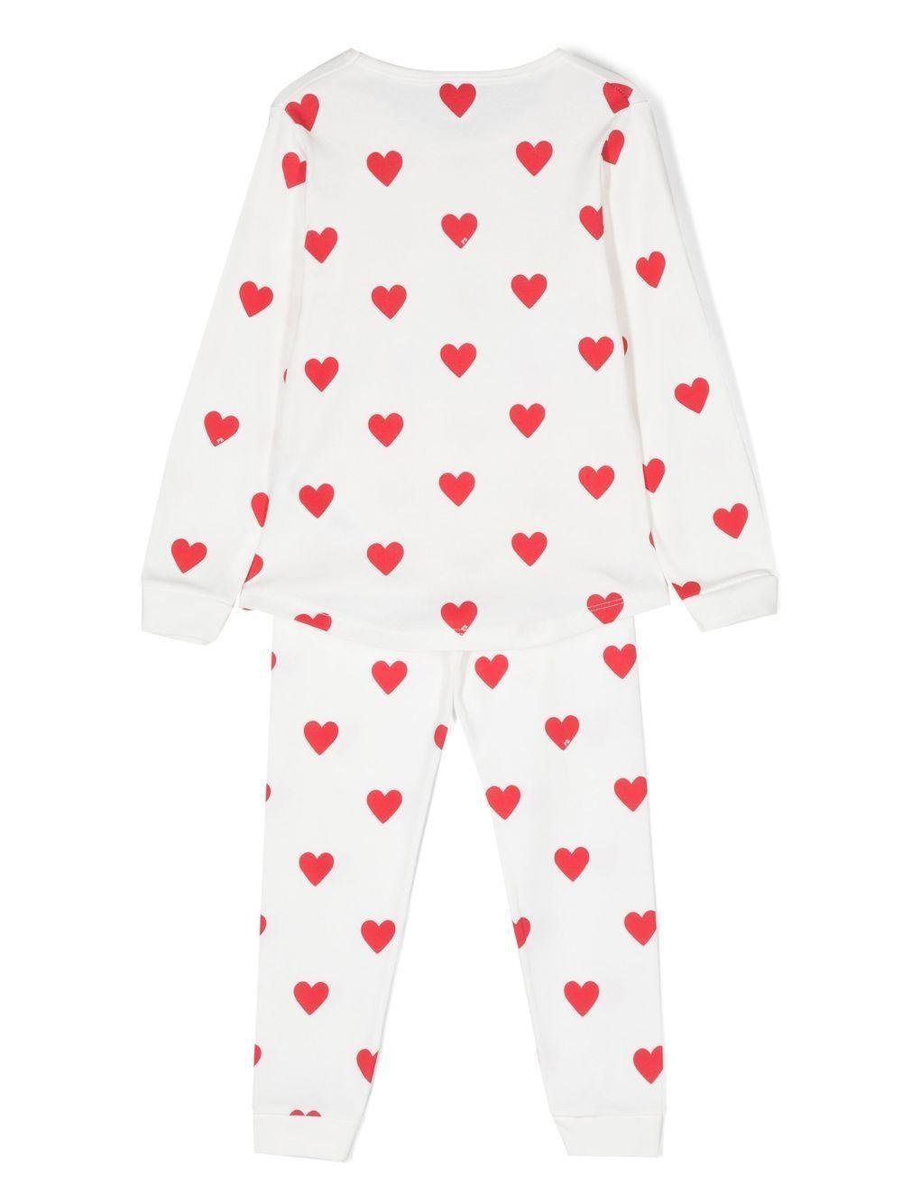 Pigiama per bambina Petit Bateau bianco con motivo a cuori - Rubino Kids