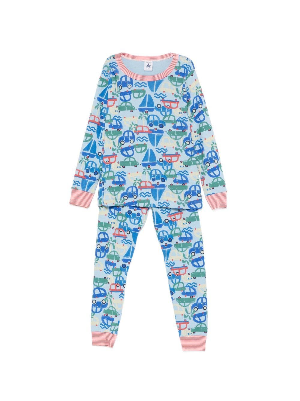 Pigiama per bambino Petit Bateau multicolore con stampa macchine all - over - Rubino Kids